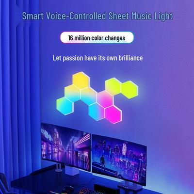 Smart RGB Music Rhythm Light: Color-Changing E-sports Atmosphere Quantum Honeycomb Light