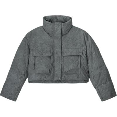 Levis FW24 Performance Warm Fleece Serie Batikmuster Seitentasche Knopf Langarm Daunenjacke Damen Oberbekleidung Grau 002Q5-0001