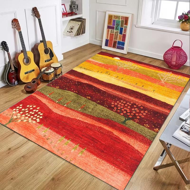 

Vintage Abstract Landscape Rug Soft Non-Slip Washable Area Carpet Boho Nature Themed Floor Mat for Entryway Living Room Bedroom 40x60cm