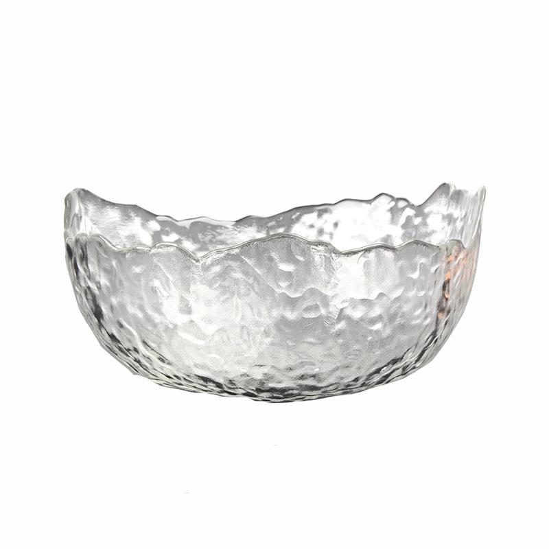 Hammered Gold-edged Transparent Glass Bowl Ins-worthy High-value Vegetable Dessert Salad Bowl and Fruit Plate 13cm