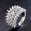 Huitan Fashion Women Rings Luxury Paved Sparkling Cubic Zirconia Zinc Alloy Color Crystal Rings Modern Bridal Wedding Trendy Zircon