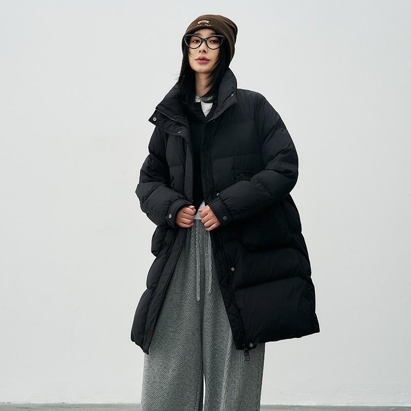 Womens Long Down Jacket Winter Stand Collar Casual Thick 90 Duck High Quality