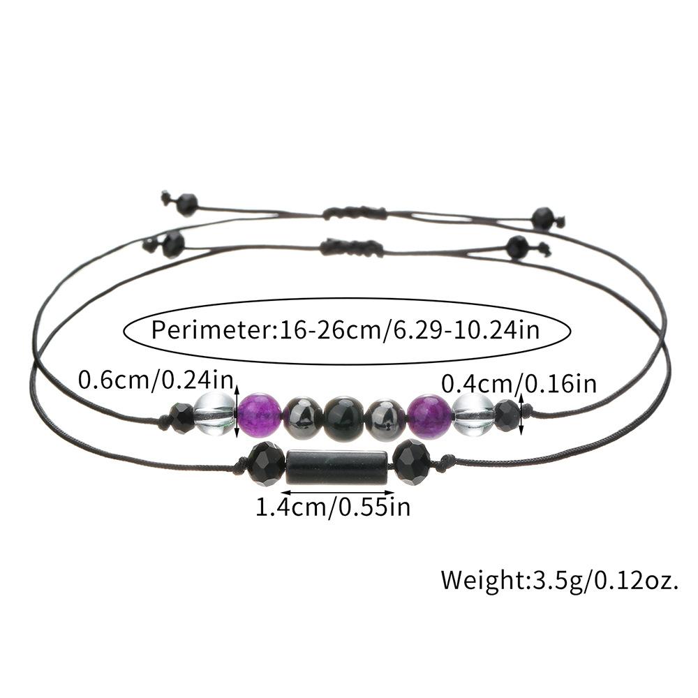 Woven Handmade Beaded Stone Bracelet Cylindrical Amethyst Tiger Eye Powder Crystal Bracelet Couple Friendship Bracelet