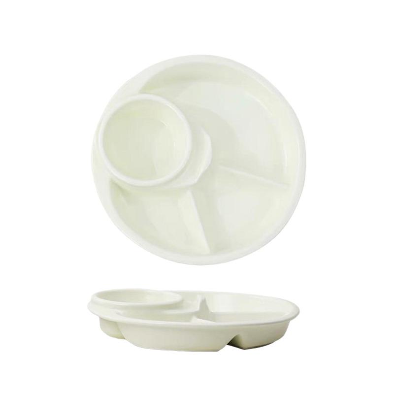 1 Stück PP Runde Unterteilte Speiseteller Küche Frühstück Snack Dip Schale Speiseteller Speiseschalen Kuchen Dessert Tablett Küchentischgeschirr