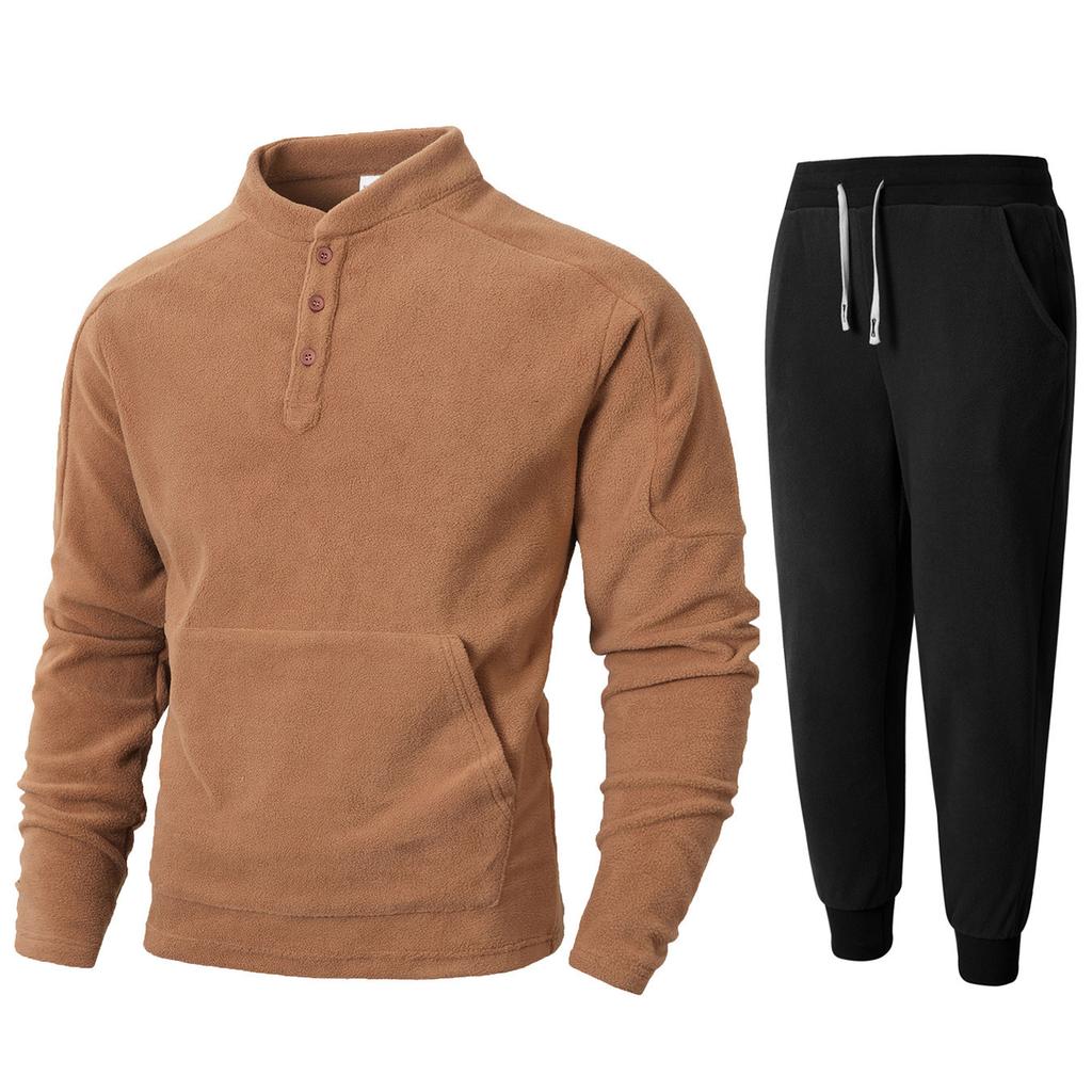 New Solid Color Men's Slim Zipper Casual Autumn and Winter Suit Long Sleeve Stand Collar Suit