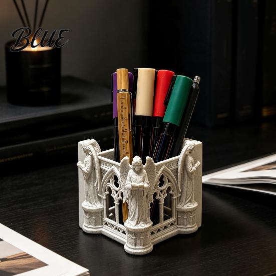 Workplace Organization Tools Cathedral Arch Shape Pen Holder Large Capacity Desktop Organizer