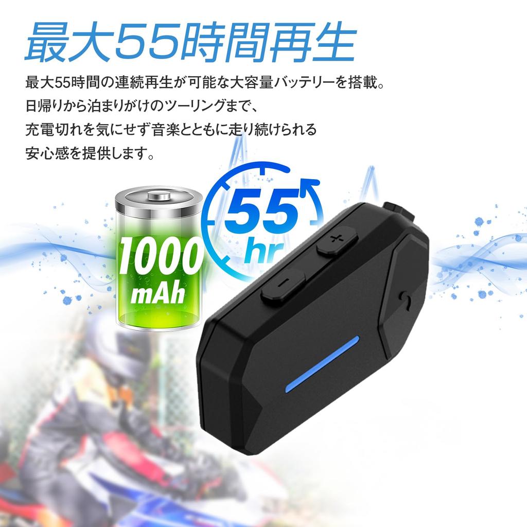 MAXWIN Motorcycle Helmet Speakers, Bluetooth 5.3 Wireless Earphones, Up to 55 Hours Playback, HiFi, ENC Noise Cancellation, IPX6 Waterproof, Japanese