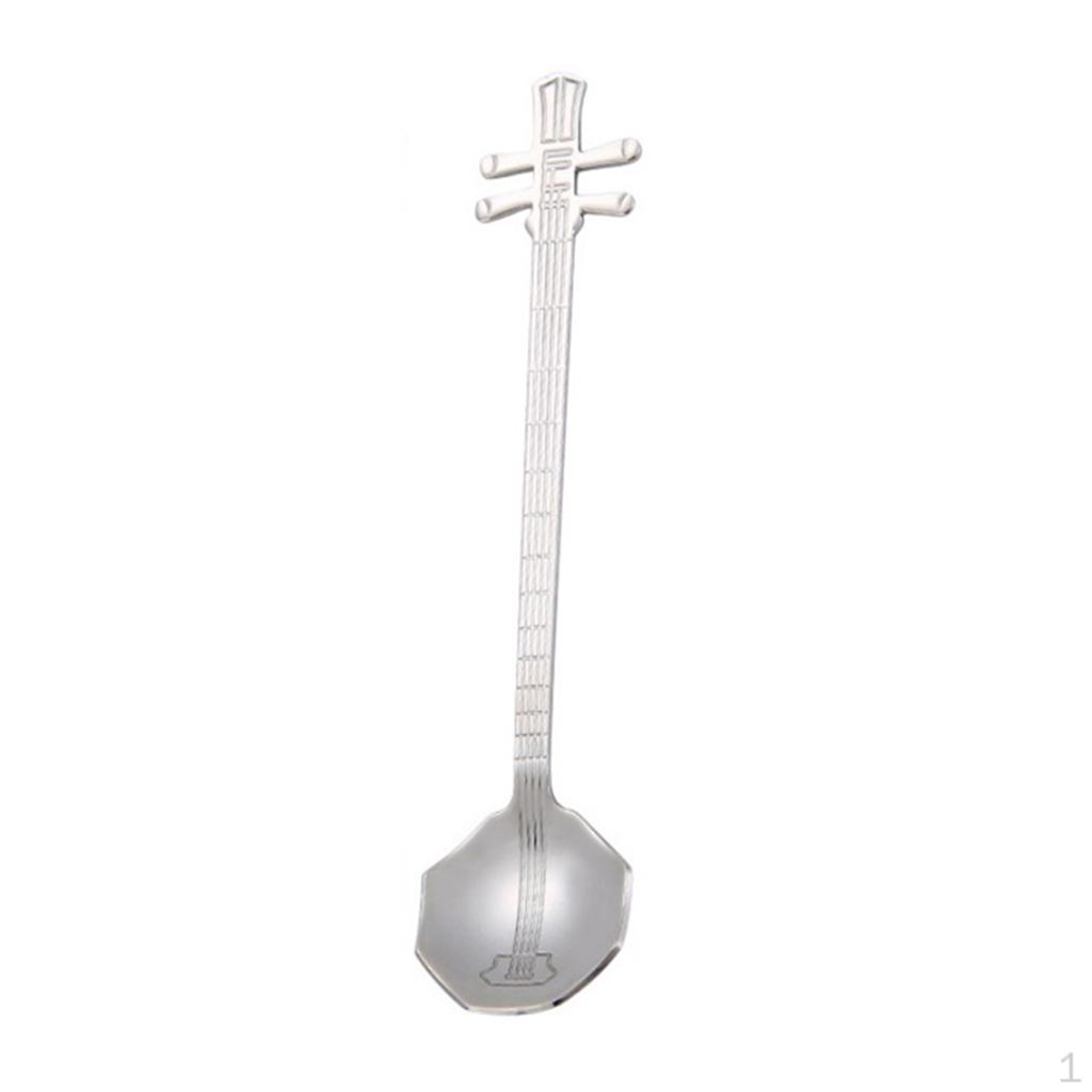 Creative Guitar Shape Spoons Stirring Dessert Ice Stainless Steel kitchen counter Cafe