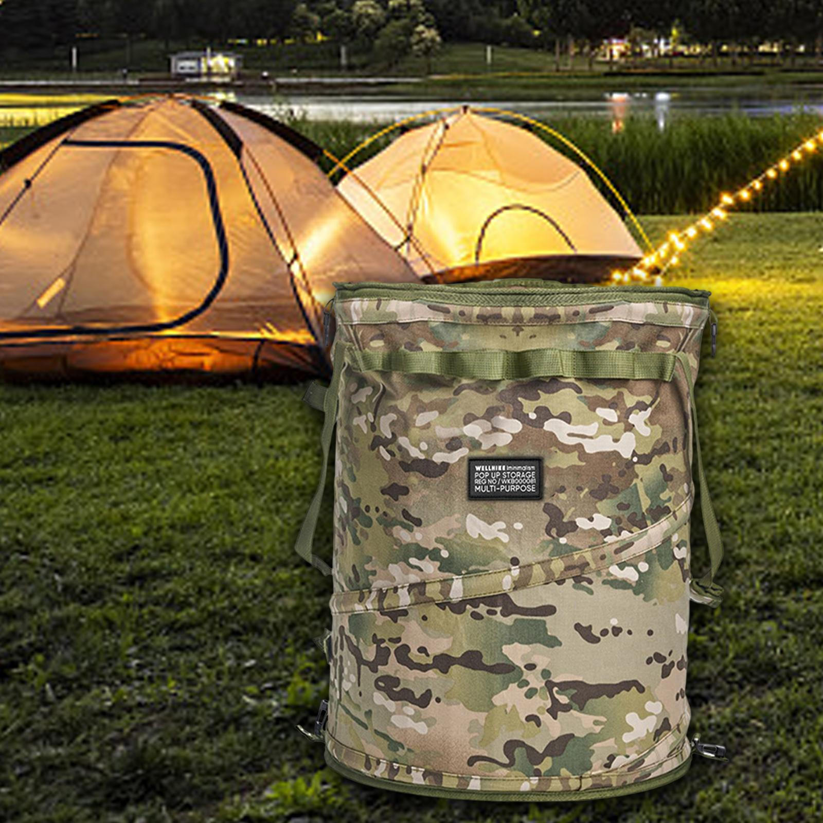 60L Outdoor Waste Container - Portable And Foldable for Easy Transport Camo