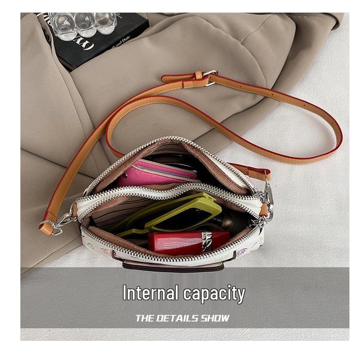 2025 Women's Luxury Double Layer Crossbody Bag - Large Capacity Phone Bag with Advanced Print and Zipper