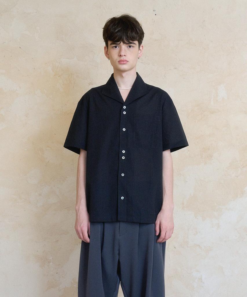 KNOUUN Wing Collar Shirts (Navy)