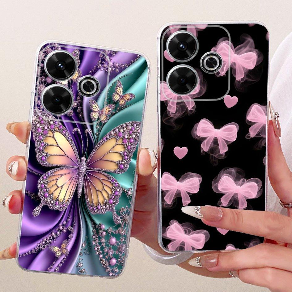 For Cover Xiaomi Redmi 13 13x 2025 Case New Stylish Flower Lemon Soft Silicone Shell For Xiaomi Poco M6 Plus PocoM6 M 6 4G Funda