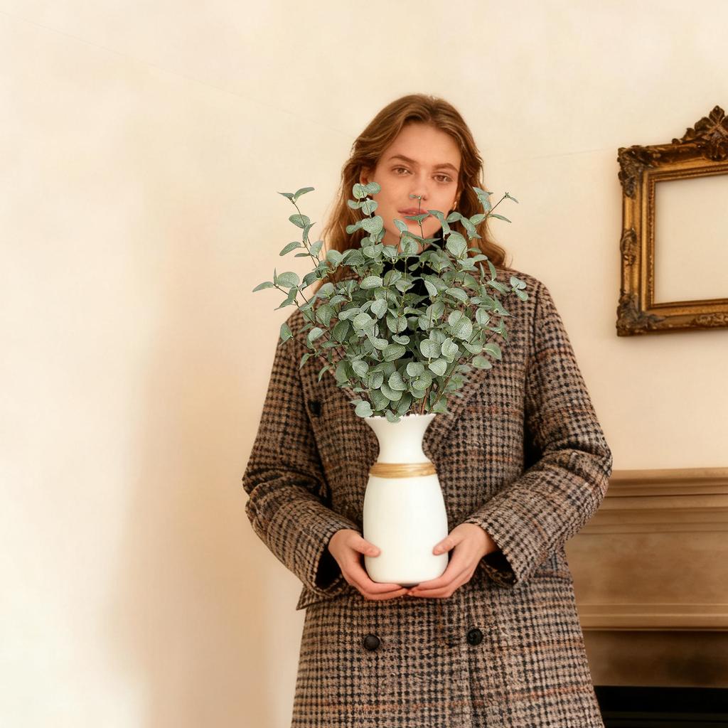 6pc 60cm Green  Leaf Sprayer, Green Silk Plant, Artificial Flowers, Suitable For Home, Party, And Wedding Decorations