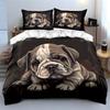 Adorable Bulldog Puppy Print Bedding Duvet Cover Set  (1*Duvet Cover 2*Pillowcases, without duvet insert)