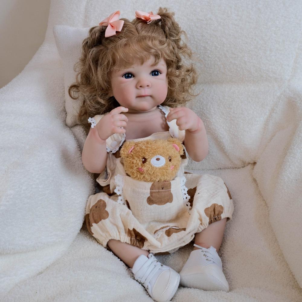 Lively 18 Inch Reborn Baby Girl Dolls Bettie Full Vinyl Body Newborn Babies Doll Realistic Implanted Curly Hair Baby Doll Toys for Kids Birthday Gifts