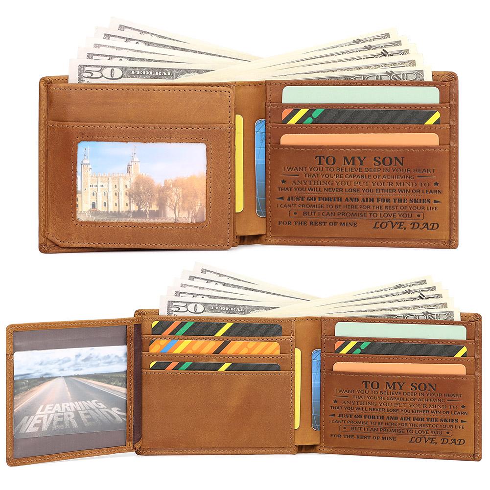 Humerpaul Men Leather Wallet Engraved with Blessings Gift Wallet for Grandson and Son