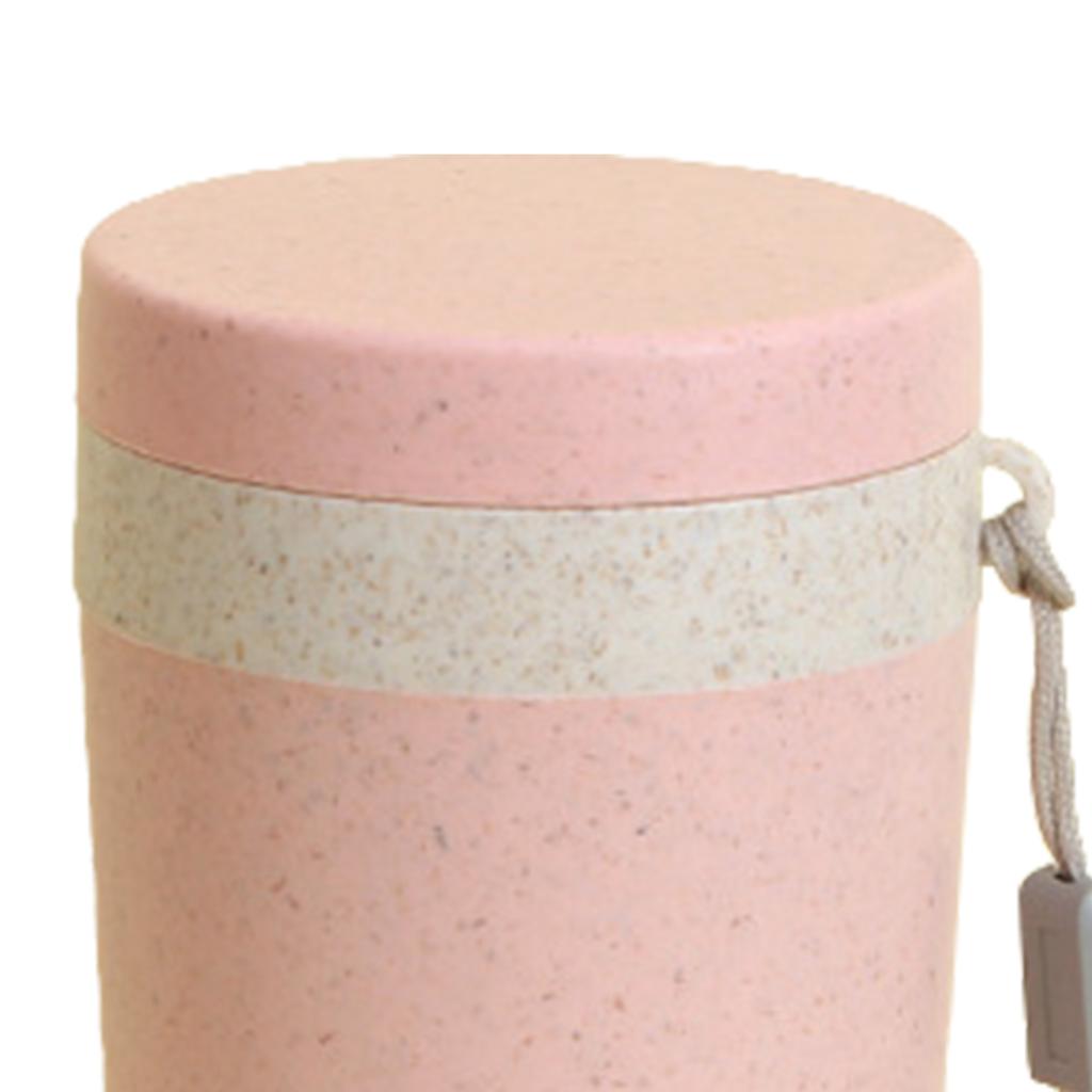 Hrnek ze pšeničné slámy Dvouvrstvý hrnek na vodu pro domov, školu, kempování, piknik, cestování, kancelář, růžový