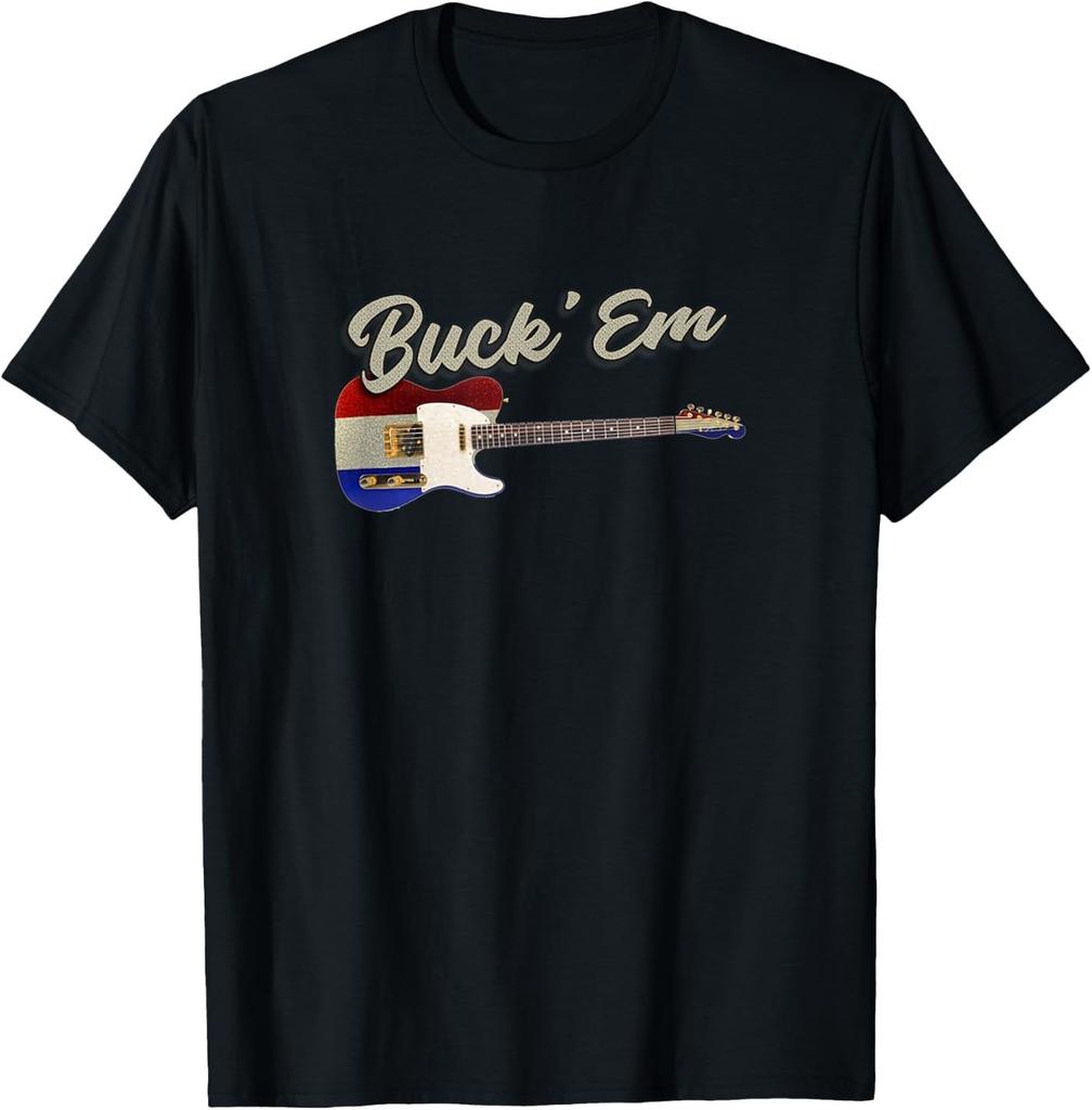 Vintage Buck 'Em Classic Retro Design Guitar Guitarist Music T-Shirt