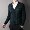 Men's 100% Wool V-Neck Cardigan Sweater