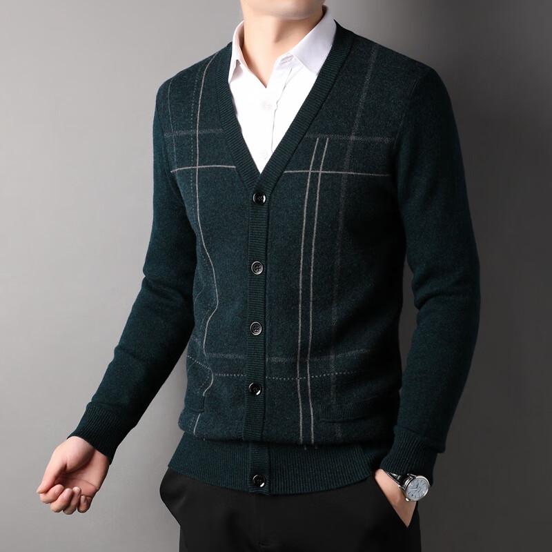 Men's 100% Wool V-Neck Cardigan Sweater