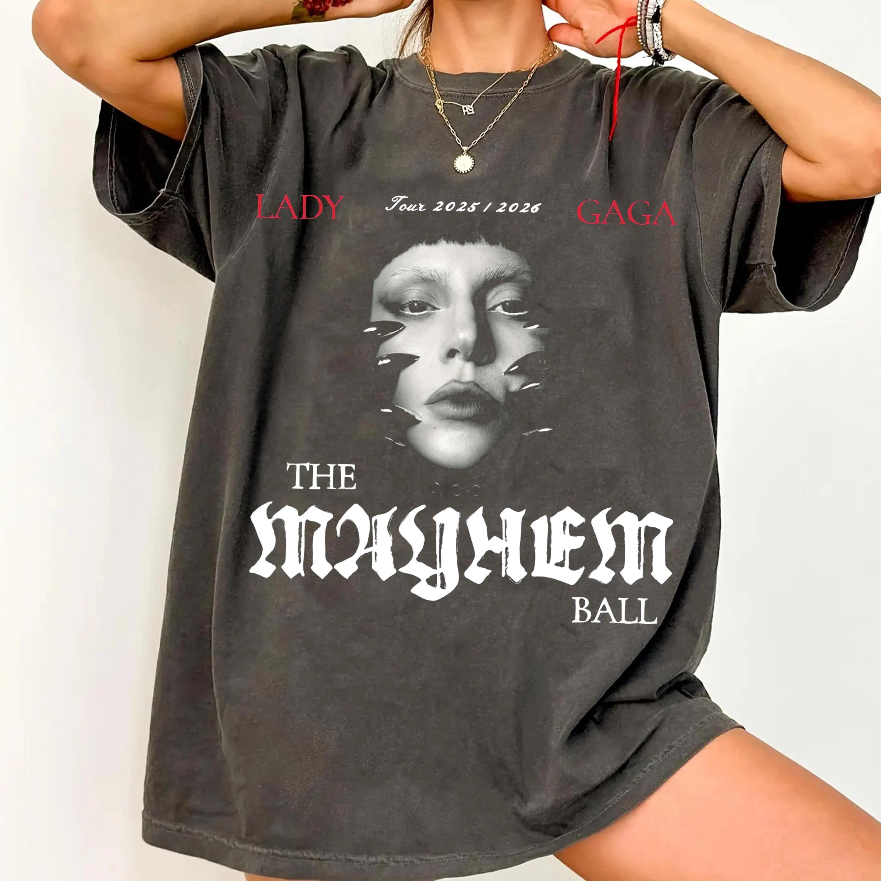 Comfort Colors Lady Gaga The Mayhem Ball Tour Date TShirt Women Clothes Harajuku S