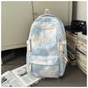 The new schoolbag is high-value, fresh and sweet, literary tie-dye backpack, couple contrasting colors, light travel backpack.