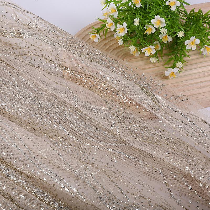 Water Ripple Powder-coated Sequined Fabric Mesh Glitter Fabric Used for DIY Wedding Wedding Dress Tablecloths Formal Dresses