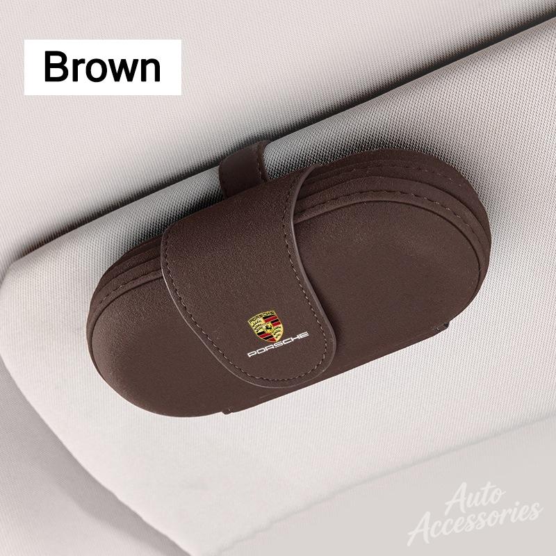 Car Glasses Case Auto Sun Visor Glasses Holder Sunglasses Clip Storage Accessories For Porsche Macan Panamera Cayenne Cayman 911 FU3