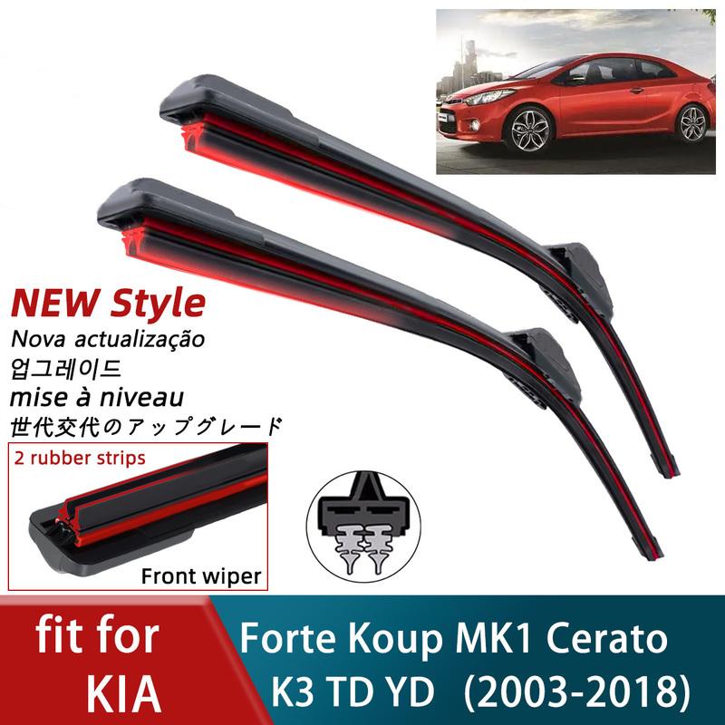Double Rubber Car Wipers for KIA Forte Koup MK1 Cerato K3 TD YD Front Blades Brushes Cutter Accessories Windscreen Wiper Parts Koup MK1(08-13)