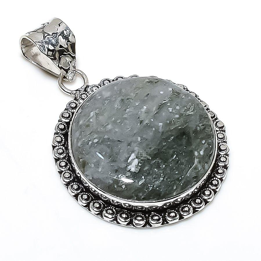 Lodolite Quartz Gemstone Handmade 925 Sterling Silver Jewelry Pendant 1.97" SU-10787
