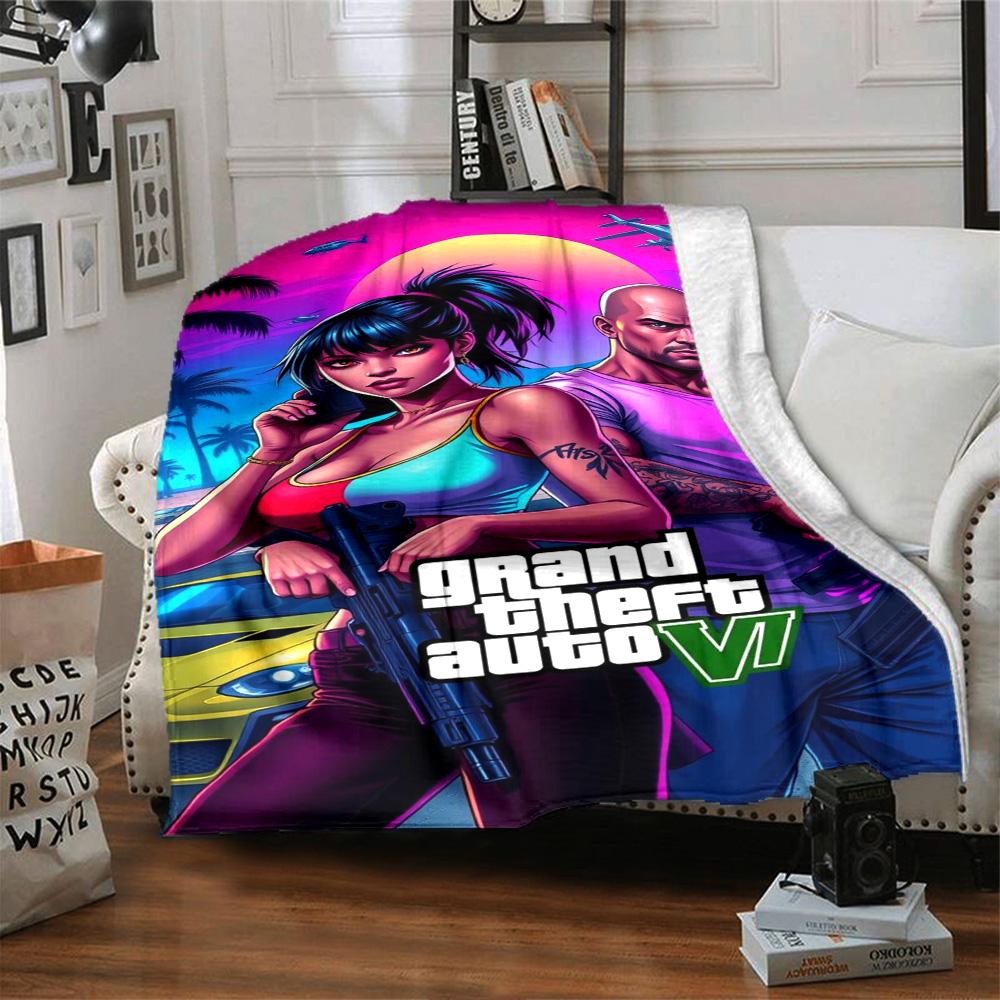 Grand Theft Auto Blanket Soft Warm Cozy Perfect for Picnics Seaside Couch All-Season Use Playful Design Gift for Travel Home Birthdays