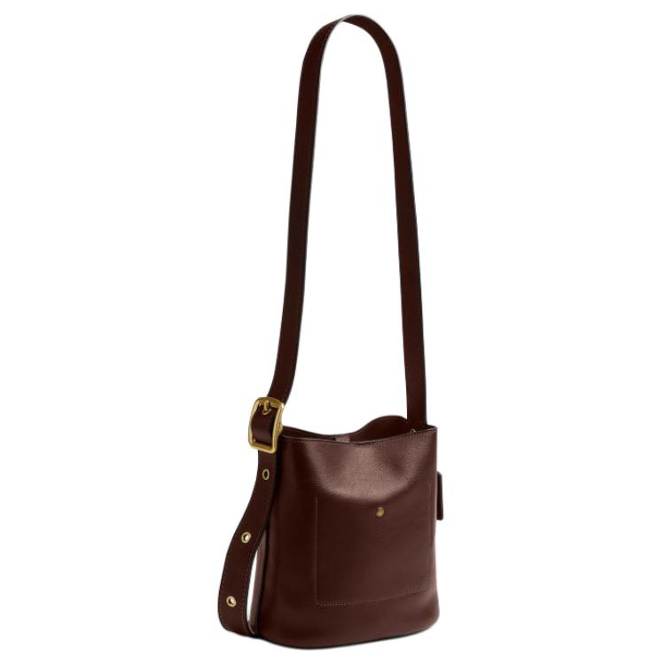 Coach Bleecker 21 Logo-geprägtes Leder-Eimerbeutel Damen-Taschen Ahorn-Braun CCX07-B4MPL