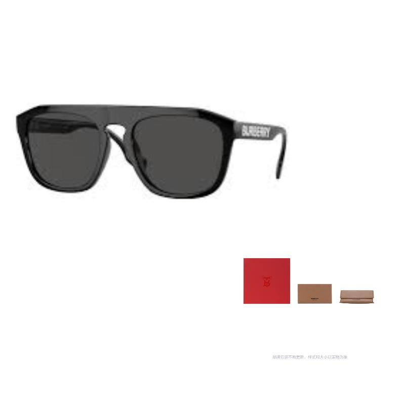 Burberry Solid Logo Acetate Irregular Sunglasses Men's Black