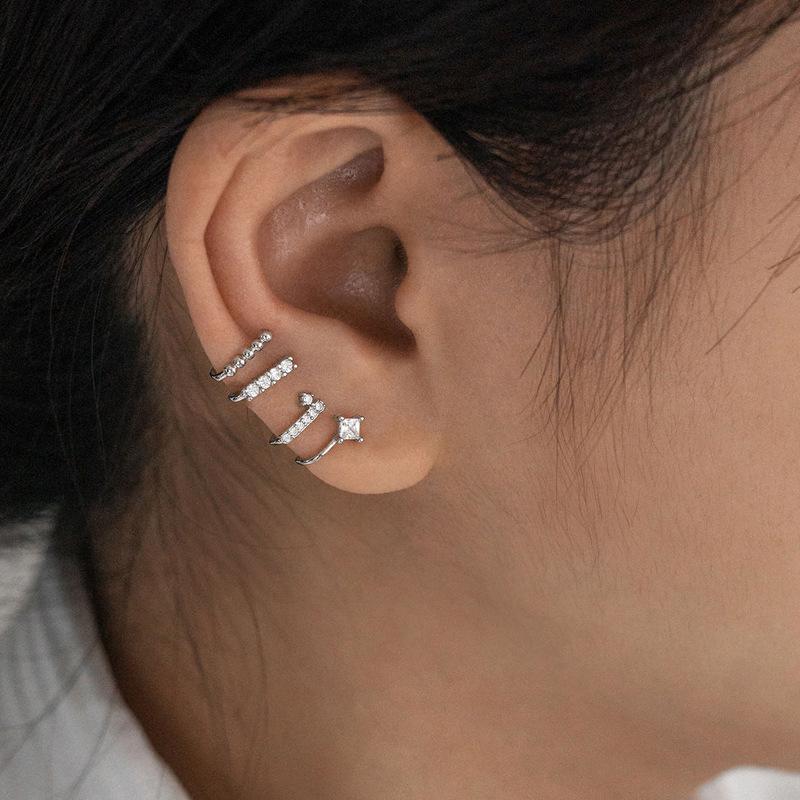 Korean Version of Temperament Simple Ear Bone Clip Small Exquisite Asymmetric Zircon No Ear Hole Tide Earrings