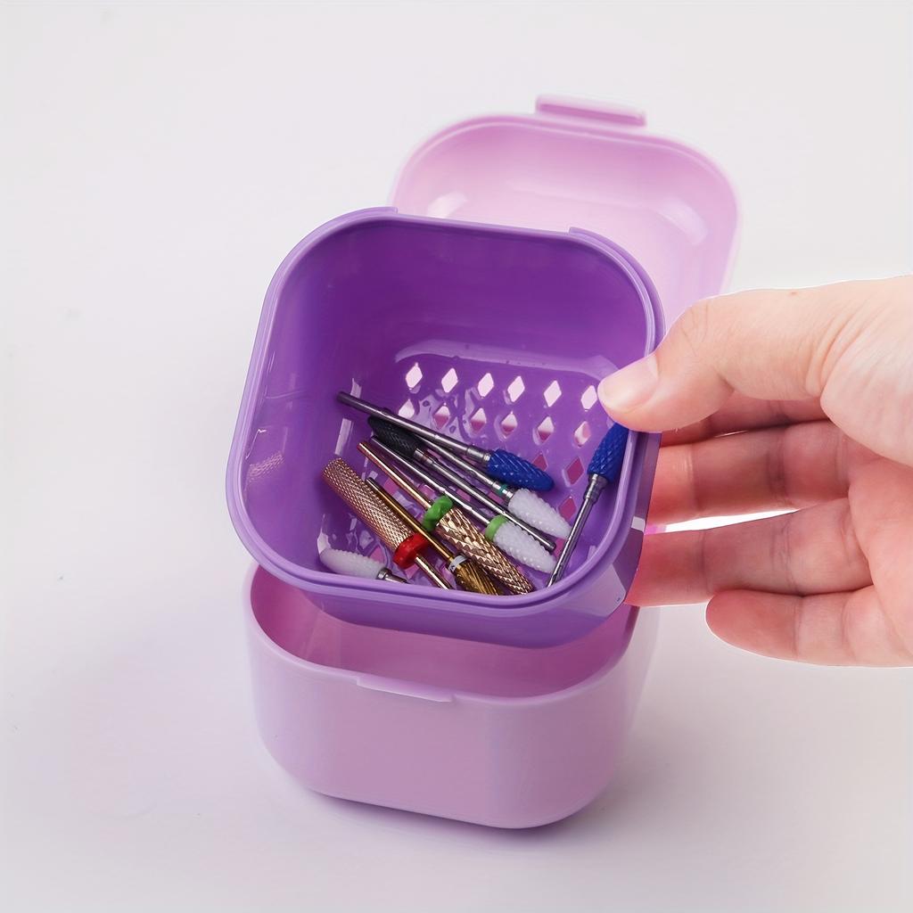 1pc, Nail Drill Bits Tool Storage Box - Soaking and Cleaning Box,Hollow Double-layer Design,Beauty Professionals and Enthusiasts