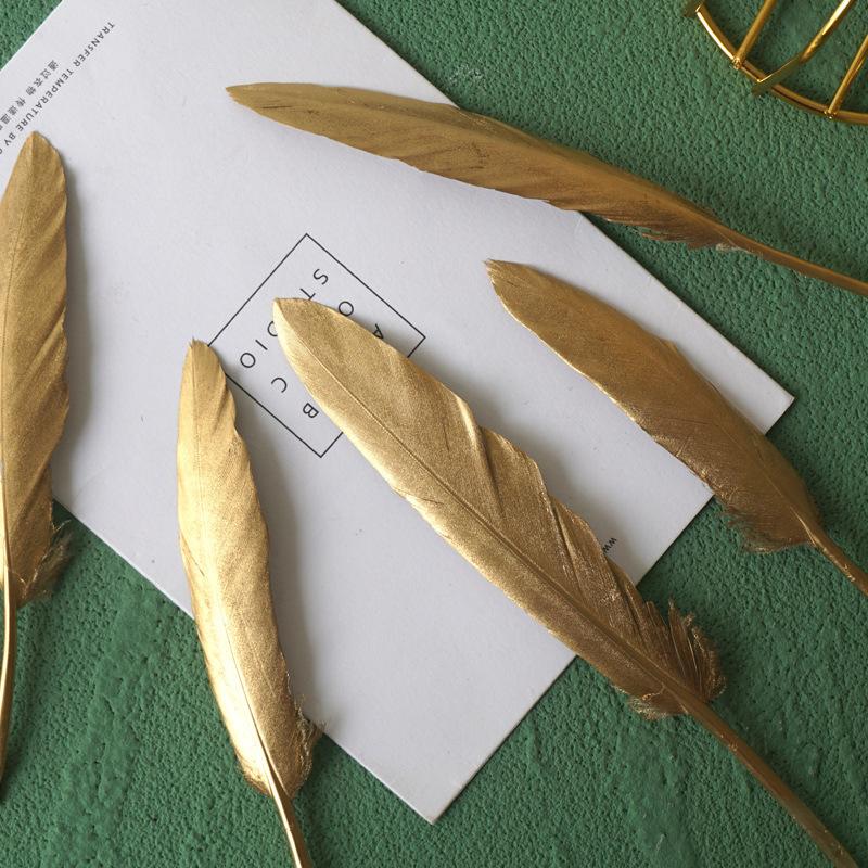 Golden Feather Decoration Handicraft Shooting Props Spray Gold Straight Knife Decoration Materials