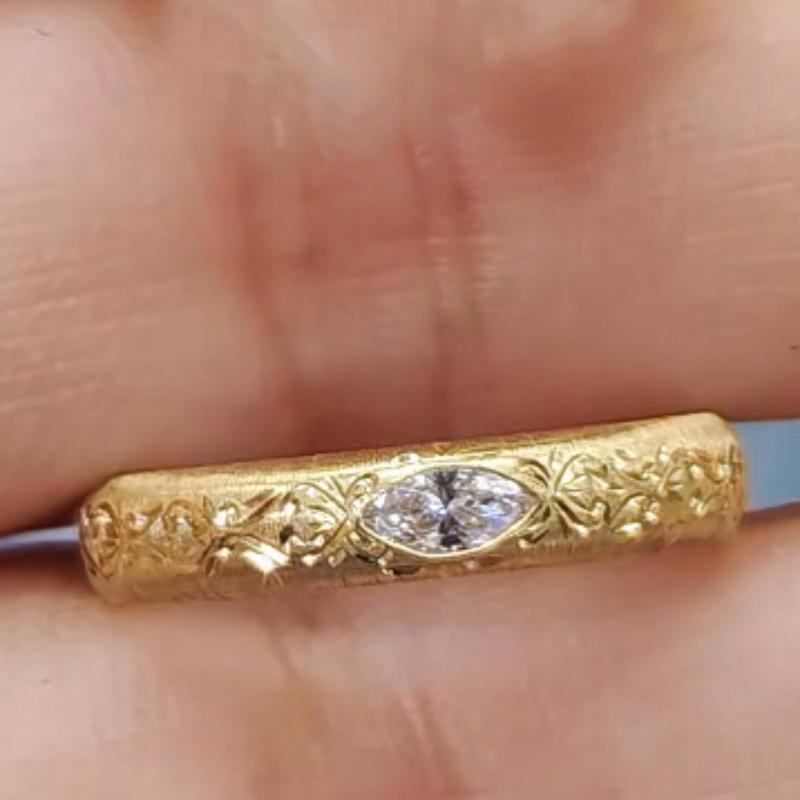 

Diamond inlay diamonds retro brushed crafts exquisite fashion rings for women elegant high-end small fresh ring banquet jewelry resizable
