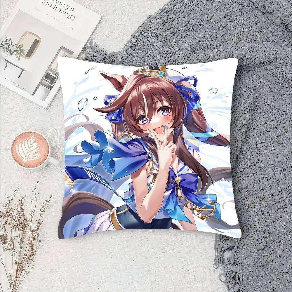 Vivlos Anime U-Uma Musume Pillow Case Fashion Square Pillowcase Bedroom Sofa Room Ins Decoration Leisure