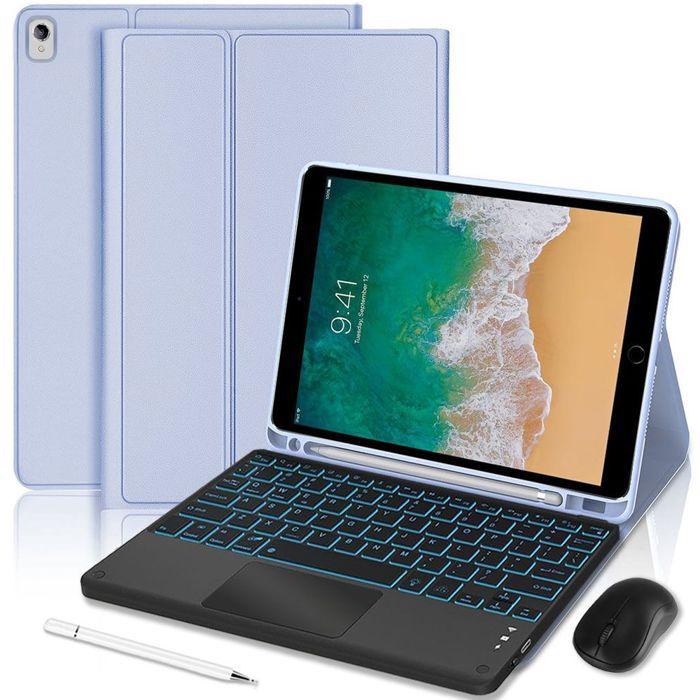 Coque Clavier pour iPad Air 3 10,5" / iPad Pro 10,5" - Cuir PU Lavande avec Clavier Rétroéclairé + Souris + Stylet