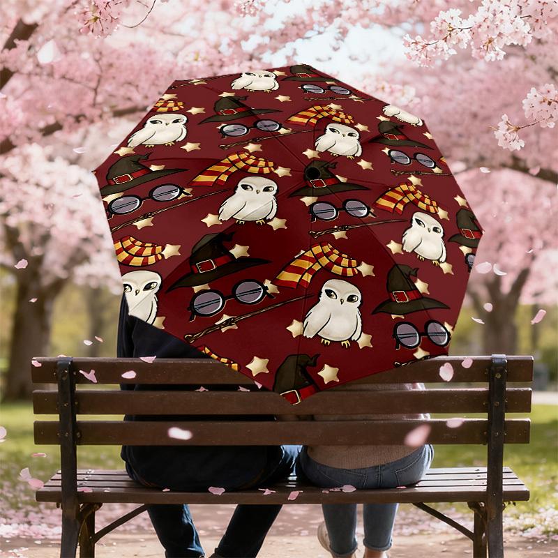1PC Harry Potter Owls Umbrella-8-Rib Reinforced, Automatic Open, Lightweight & Durable, Cute Fashion Accessory for Outdoor, D2630