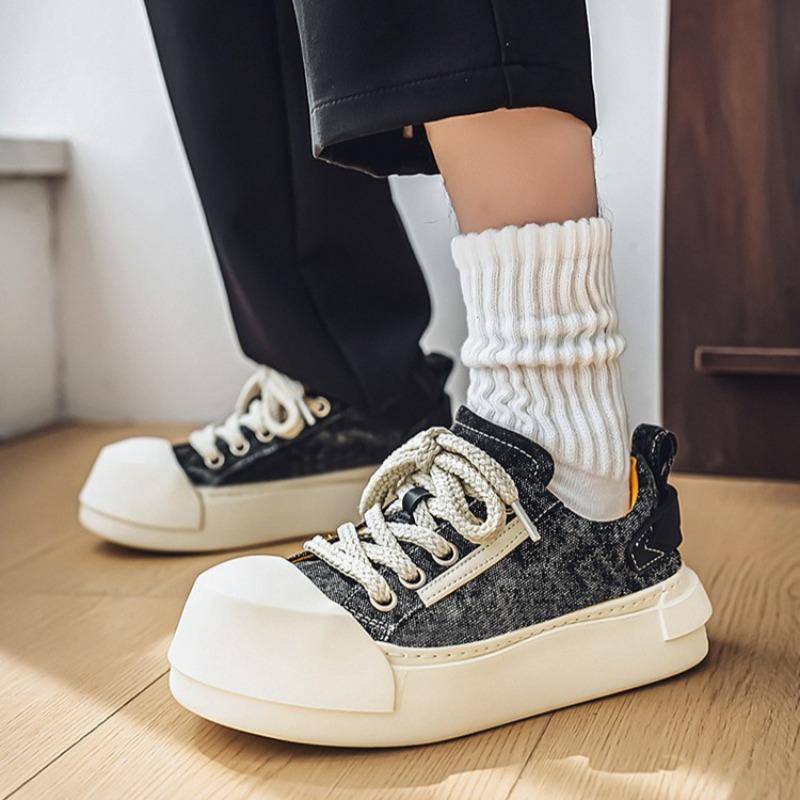 Fashion New Chunky Men Casual Canvas Shoes High Quality Versatile Trend Men Board Shoes Fashion Breathable Leisure Platform Shoes Hombre