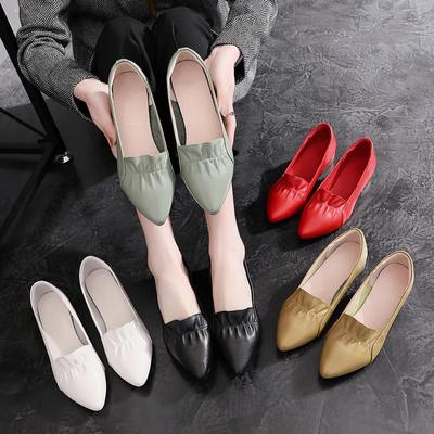 Zapatos de cuero para mujer, zapatos de banquete de moda, zapatos rojos puntiagudos, nueva serie