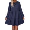 Autumn Simple and Fashionable New Long-sleeved Pure Round Neck Flowing Loose Dress