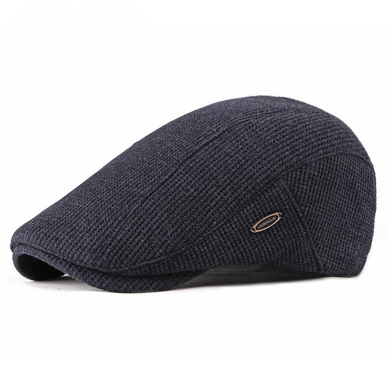Autumn Winter Knitted Flat Cap for Men Women Retro British Style Solid Color Newsboy Hat Warm Wool Beret Casual Duckbill Cap