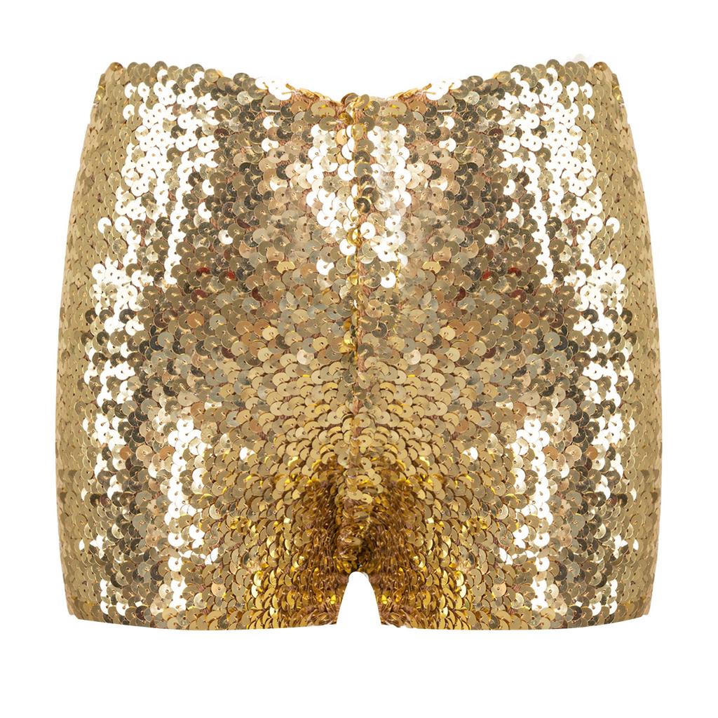 Kids Boys Girls Dance Shorts Shiny Sequins Solid Color Good Elastic Waist Stage Performance Athletic Wear