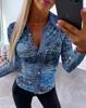 2023 Autumn Bestseller: Sexy V-Neck Print Women's Blouse