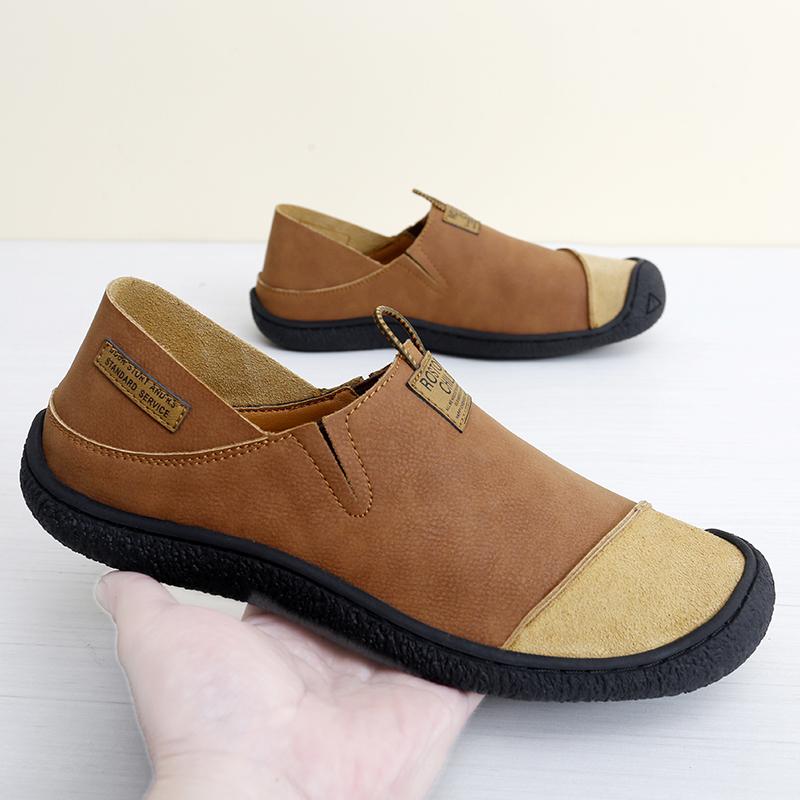 Genuine Leather Men's Casual Shoes Fashion Soft Loafers Comfortable Slip On Half Shoes Handmade Breathable Walking Driving Shoes