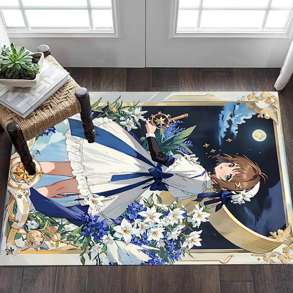 Elegant Blue Floral Dress Decoration,Carpet,Living Room,Bedroom, Non-slip,Square rug