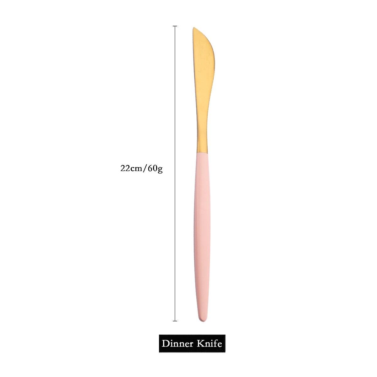 

Столовая посуда из розового золота 304, матовый набор столовых приборов из нержавеющей стали, обеденный нож, ложка, вилка, палочки для еды, десертная ложка, посуда, вилка для торта, столовые приборы 1Pc Dinner knife золотой/розовый