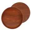 Rundt Serveringsbrett i Naturlig Tre Tallerken i Tre Te Mat Serveringsfat Retter Vann Drikke Serveringsfat 21cm